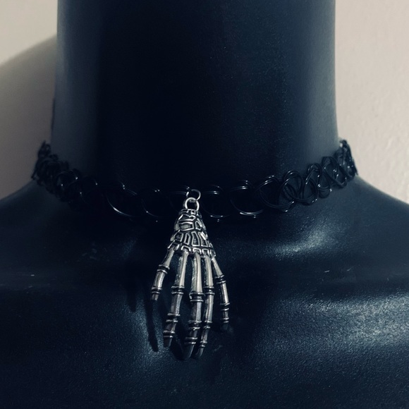 Henna Choker Skeleton Hand Necklace - Picture 1 of 4